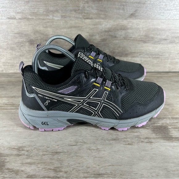 Asics Gel Venture 8 Trail Running Sneaker Black Purple Women 8 - Picture 2 of 11
